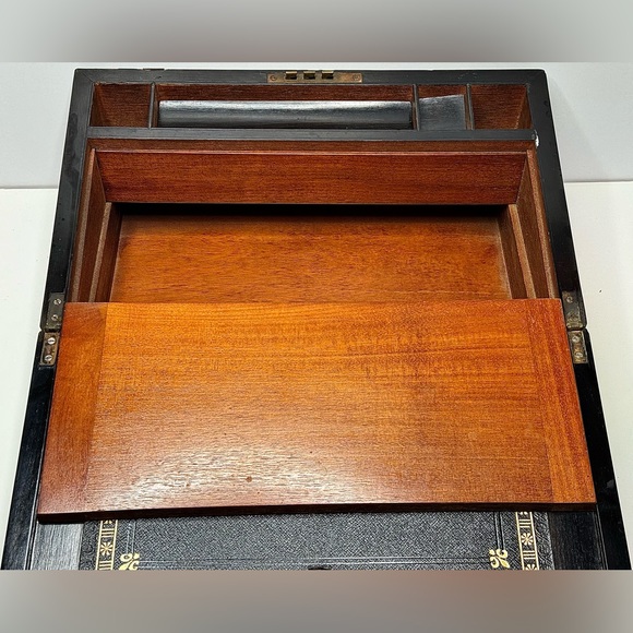 Georgian Campaign Lap Desk - 7” H x 15.5” W x 9.5” D - Picture 7 of 9